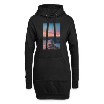 Alpiner Sonnenaufgang auf den Agrafa-Bergen - Hoodie-Kleid - Schwarz - Vorne
