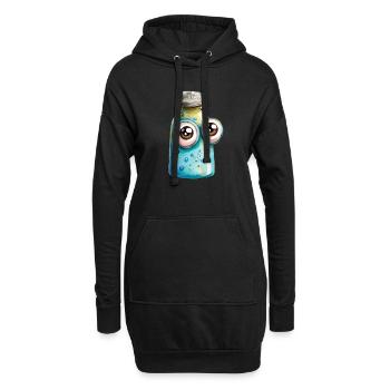 Flasche Wasser Wasserfarben - Hoodie-Kleid - Schwarz - Vorne