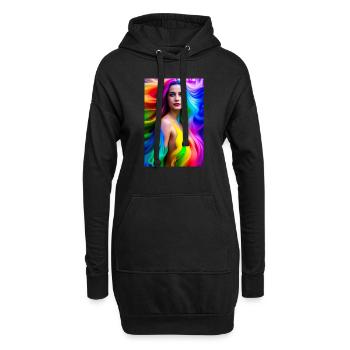Neon Beauty 4 - Sweat-shirt à capuche long Femme - noir - Devant