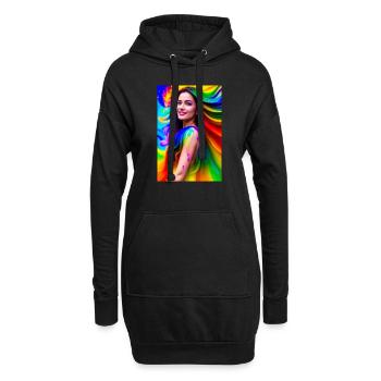 Néon Beauté 7 - Sweat-shirt à capuche long Femme - noir - Devant