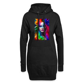 Néon Beauté 3 - Sweat-shirt à capuche long Femme - noir - Devant