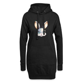 Hase Wasserfarben Zeichnung - Hoodie-Kleid - Schwarz - Vorne