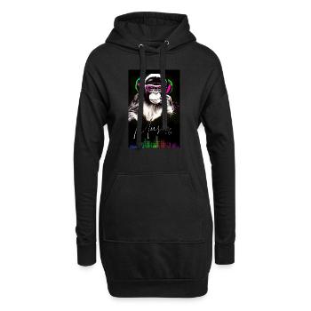 POSTER Singe Music - Sweat-shirt à capuche long Femme - noir - Devant