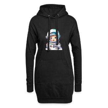 Dessin à l’aquarelle d’astronaute - Sweat-shirt à capuche long Femme - noir - Devant