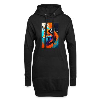 Buntes Kunst Potrait Fuchs 1 - Hoodie-Kleid - Schwarz - Vorne