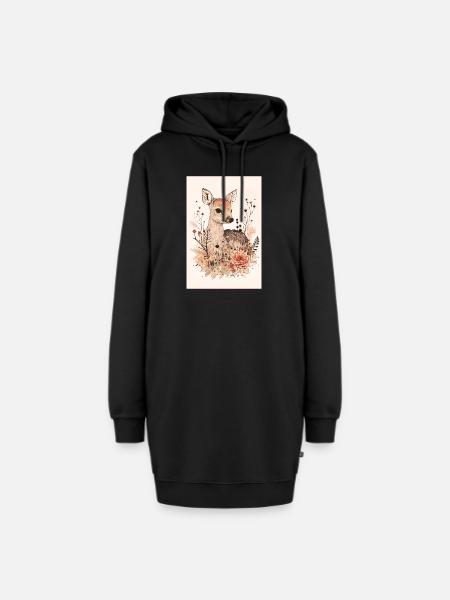 Reh - Hoodie-Kleid - Schwarz