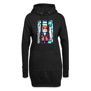 Chat mignon en manteau de fourrure | Pop Art Graffiti - Sweat-shirt à capuche long Femme - noir - Devant