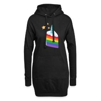 Gateau arc en ciel licorne - Sweat-shirt à capuche long Femme - noir - Devant
