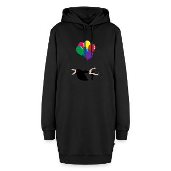 Luftballon - Hoodie-Kleid - Schwarz - Vorne - AI Model Female 172 light (172cm)
