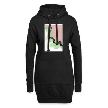 Motif japonais abstrait rose - Sweat-shirt à capuche long Femme - noir - Devant