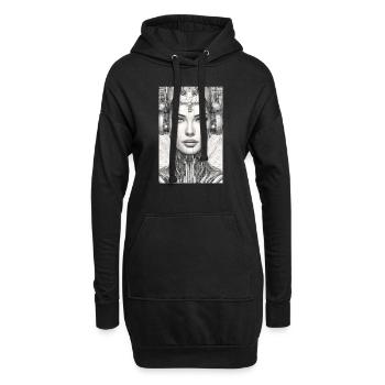 Rétro Futurisme 2 - Sweat-shirt à capuche long Femme - noir - Devant