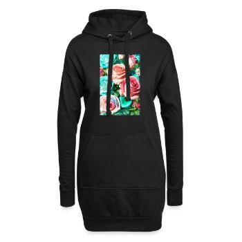 Floral 150 - Sweat-shirt à capuche long Femme - noir - Devant