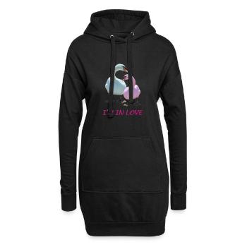 Schwanen-Liebe - Hoodie-Kleid - Schwarz - Vorne