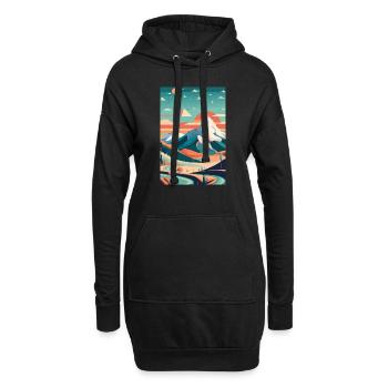 Alpine Elegance: Minimalist Beauty of the Mountain - Hoodie Dress - black - Front