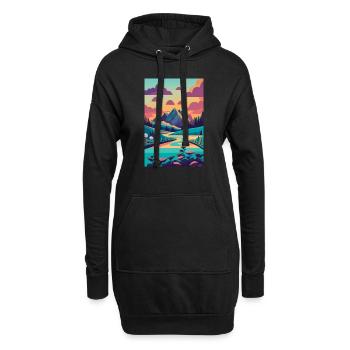 L’élégance alpine : la beauté minimaliste de la montagne - Sweat-shirt à capuche long Femme - noir - Devant