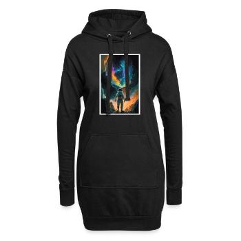 Astronaut Futuristisch Raumfahrt Weltall Universum - Hoodie-Kleid - Schwarz - Vorne