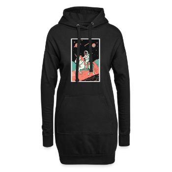 Astronaut Futuristisch Raumfahrt Weltall Universum - Hoodie-Kleid - Schwarz - Vorne