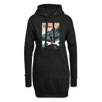 Nature Is Cheaper Than Therapy Mountains Hiking - Hoodie-Kleid - Schwarz - Vorne