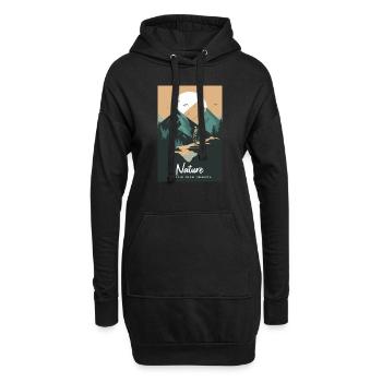 Nature Is Cheaper Than Therapy Mountains Hiking - Hoodie-Kleid - Schwarz - Vorne