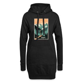 Nature Is Cheaper Than Therapy Mountains Hiking - Hoodie-Kleid - Schwarz - Vorne