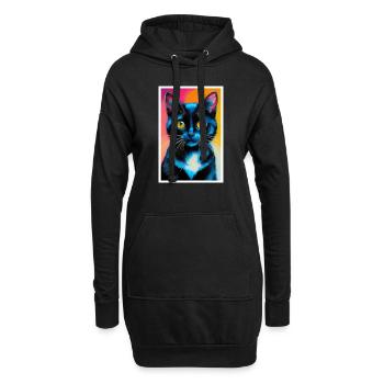 Chat mignon Pop Art Art moderne - Sweat-shirt à capuche long Femme - noir - Devant