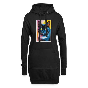 Chat mignon Pop Art Art moderne - Sweat-shirt à capuche long Femme - noir - Devant