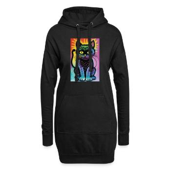 Chat mignon Pop Art Art moderne - Sweat-shirt à capuche long Femme - noir - Devant
