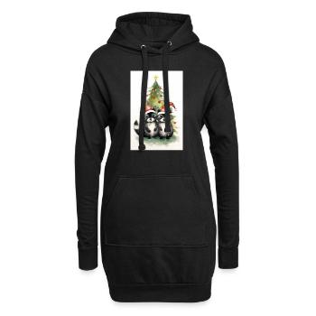 Ratons laveurs de Noël - Sweat-shirt à capuche long Femme - noir - Devant