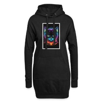 Chat mignon Pop Art Art moderne - Sweat-shirt à capuche long Femme - noir - Devant