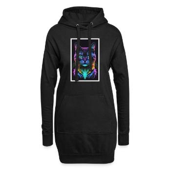Chat mignon Pop Art Art moderne - Sweat-shirt à capuche long Femme - noir - Devant
