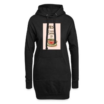 Café Oui J’aime le café Coffeelovers 005 - Sweat-shirt à capuche long Femme - noir - Devant