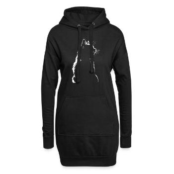 Cat, Cat Motif - Hoodie Dress - black - Front