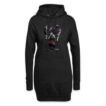 Samurai Krieger Schwarzer Drache - Hoodie-Kleid - Schwarz - Vorne
