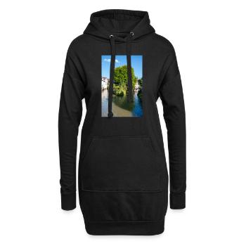 Paysage urbain d’Esslingen am Neckar depuis Agnesbrücke - Sweat-shirt à capuche long Femme - noir - Devant