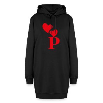 Buchstabe p rotes Herz - Hoodie-Kleid - Schwarz - Vorne