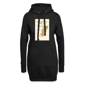 Lapin Kawaii Câlin Carotte Géante - Sweat-shirt à capuche long Femme - noir - Devant
