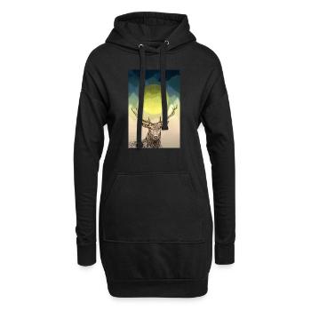 Hirsch - Hoodie-Kleid - Schwarz - Vorne