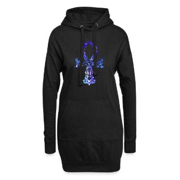 Ankh Cosmique - Version Indigo - Sweat-shirt à capuche long Femme - noir - Devant