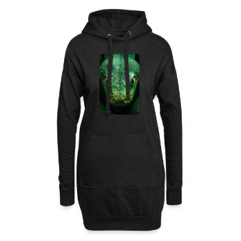 Hypnotischer grüner Schlangenblick - Hoodie-Kleid - Schwarz - Vorne