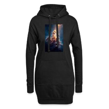 Himmlisches Licht über den Nebelgipfeln - Hoodie-Kleid - Schwarz - Vorne
