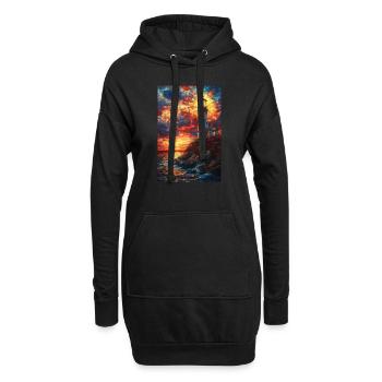 Vitrail phare coucher de soleil - Sweat-shirt à capuche long Femme - noir - Devant