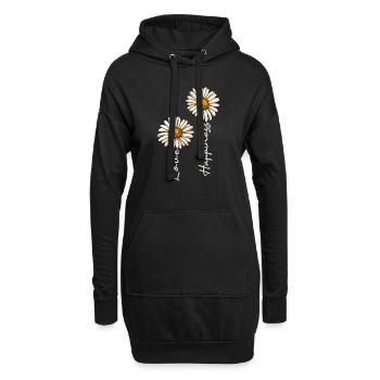 Daisy Love Happiness Chemise pour femme - Sweat-shirt à capuche long Femme - noir - Devant