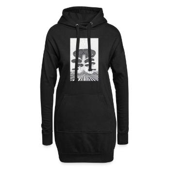 Optischer Pilzwald - Hoodie-Kleid - Schwarz - Vorne