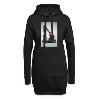 Leistungsstarke Baggermaschine - Hoodie-Kleid - Schwarz - Vorne
