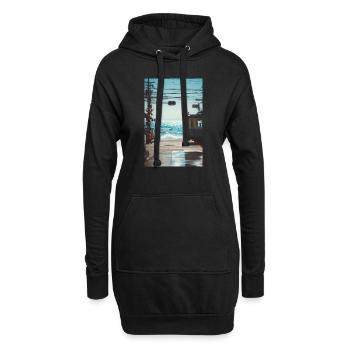 Traversée du train japonais en bord de mer - Sweat-shirt à capuche long Femme - noir - Devant