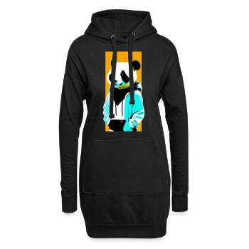 Panda en sweat à capuche - Sweat-shirt à capuche long Femme - noir - Devant