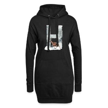 H – caractère décoratif – hiver - Sweat-shirt à capuche long Femme - noir - Devant