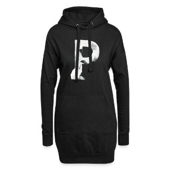 P– dekoratives Schriftzeichen – Winter - Hoodie-Kleid - Schwarz - Vorne