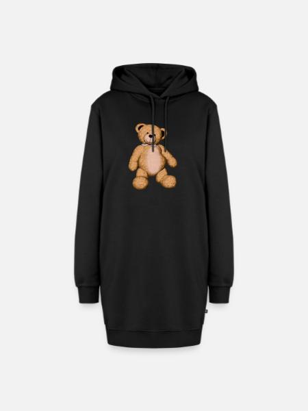 Teddybär - Hoodie-Kleid - Schwarz
