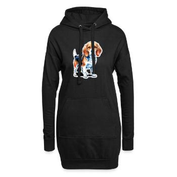 Beagle Aquarelles - Sweat-shirt à capuche long Femme - noir - Devant